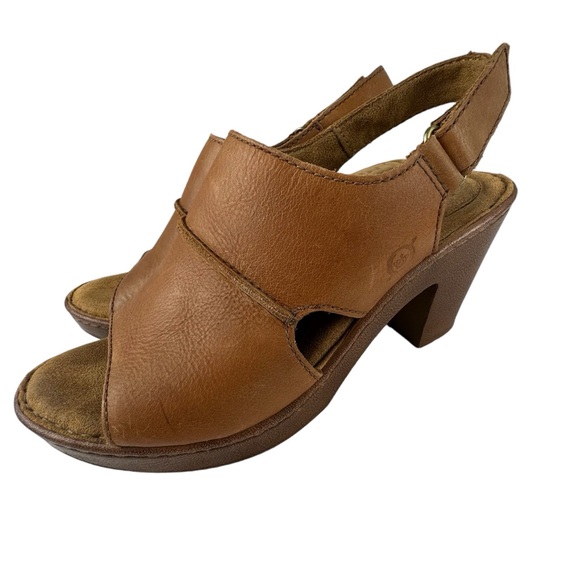 BORN Brown Leather Clog Heeled Open Toe Sandals SIZE 8 - Picture 6 of 13